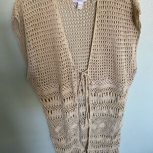Beige Crochet Knit Vest